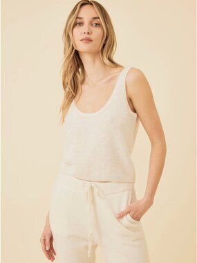 One Gray Day Talia Cashmere Tank Top Precision Knitting Ivory Sz XS